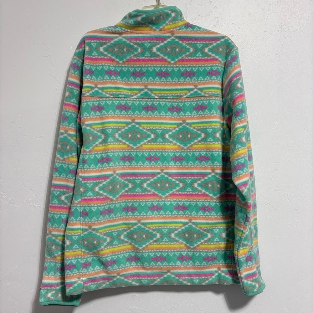 Chubbies Colorful Southwestern Aztec Women Fleece Pullover 1/4 Zip Large Bright - Picture 5 of 12